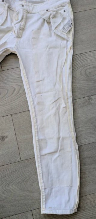 Mango Talla 38 - Pantalón vaquero roto blanco