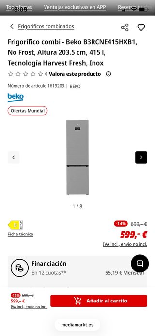 Nevera Combi Gris