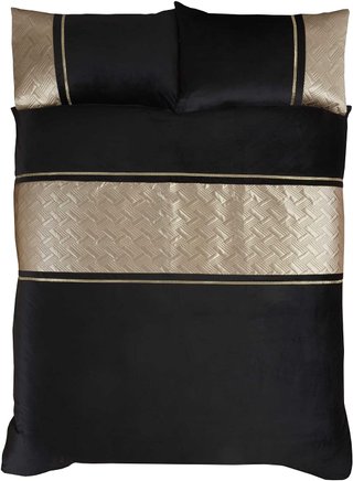 Rapport Home funda nórdica terciopelo negro dorado