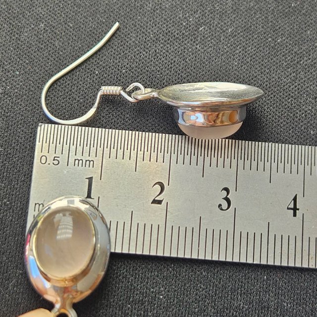 Pendientes Plata 925 Cuarzo Rosa Ovalado