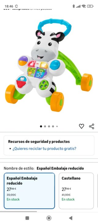 Correpasillos Fisher Price Cebra