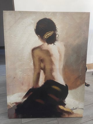 Cuadro decorativo mujer pintado a mano