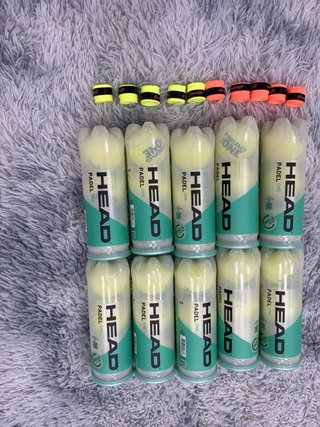 12 botes bolas pádel HEAD + 10 overgrips