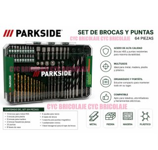 Set de Brocas y Puntas Parkside 64 Piezas