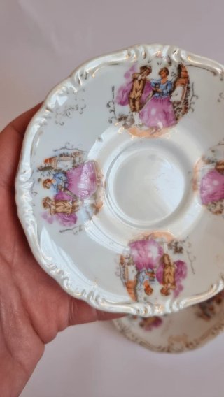 2 Platos Porcelana Japonesa Cáscara de Huevo