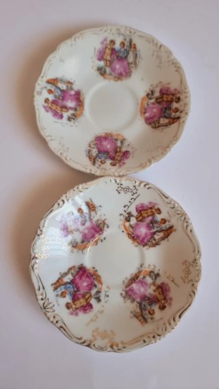 2 Platos Porcelana Japonesa Cáscara de Huevo
