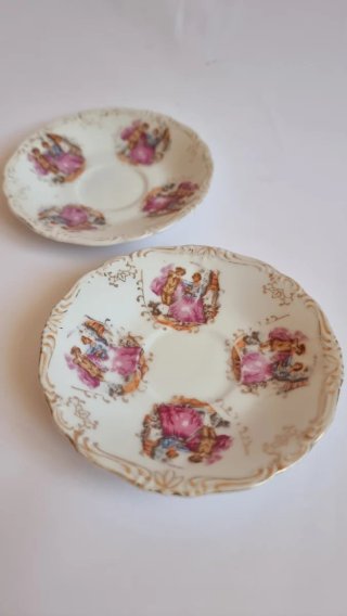 2 Platos Porcelana Japonesa Cáscara de Huevo