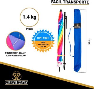 CREVICOSTA sombrilla playa protección UV ajustable