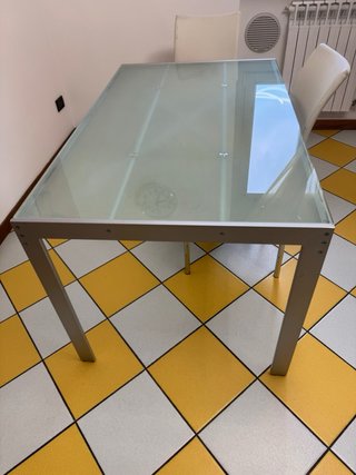 Tavolo acciaio e vetro 130x80 cm