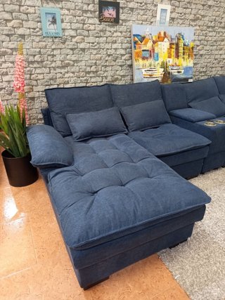 Sofá doble chaise longue 320x148x148 cm – Azul