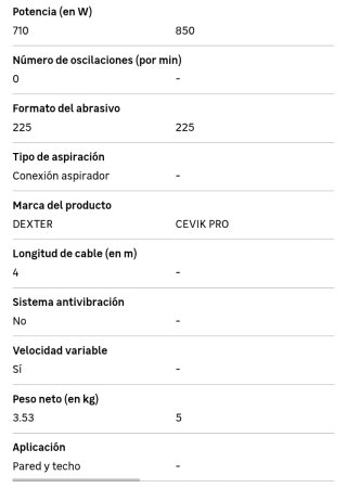Lijadora Dexter Power 710W - ¡Como Nueva!