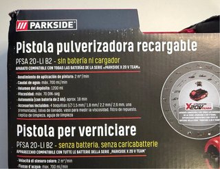 Pistola pulverizadora pintura recargable Parkside