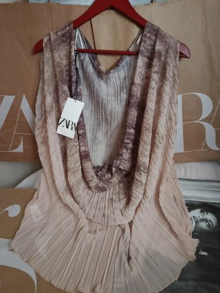 Blusa Zara Plisada Talla L