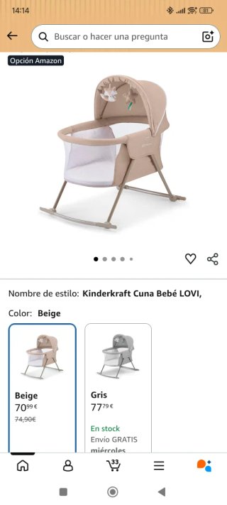 Minicuna de viaje mecedora LOVI KINDERKRAFT