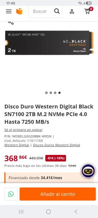 SSD 2TB WD Black SN7100 PCIe 4.0 NVMe