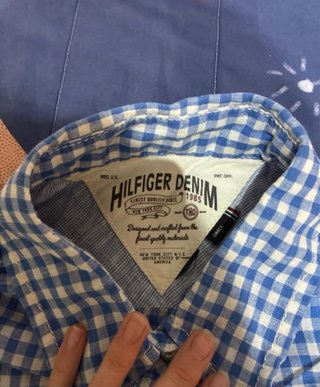 Camisa Tommy Hilfiger cuadros azul y blanco Talla