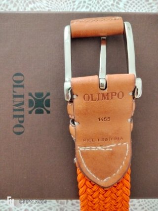 Cinturón trenzado Olimpo naranja y cuero