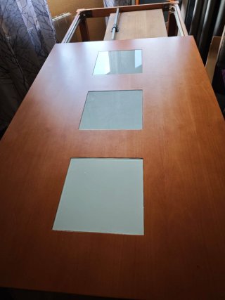 Mesa de salón madera y cristal