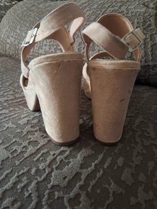 Sandalias Beige rosado Tacón Bloque