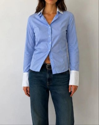 Camisa Massimo Dutti azul y blanca Talla 38