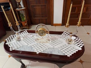 Mesa centro madera mármol cristal