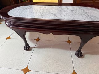 Mesa centro madera mármol cristal