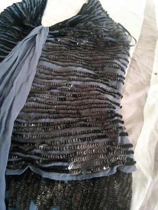 Vestido fiesta lentejuelas azul noche Talla S