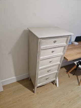 Sinfonier de madera decapada blanco estilo frances