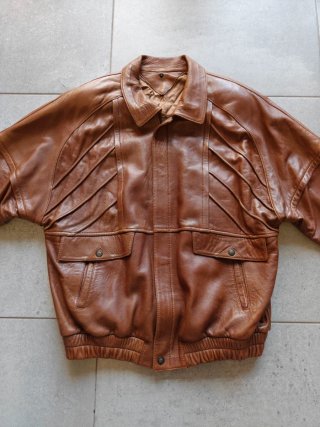 Cazadora Bomber Lofcay Cuero Marrón Vintage 80s