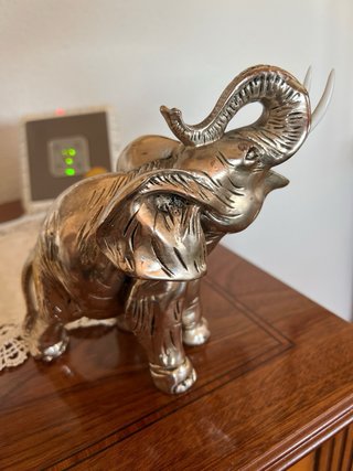 Figura Elefante Baño Plata Metal