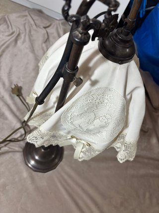 Lampada da Tavolo Vintage Ottone e Stoffa