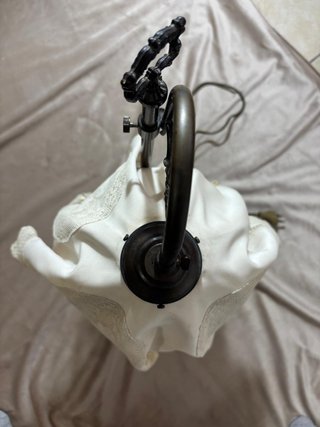 Lampada da Tavolo Vintage Ottone e Stoffa