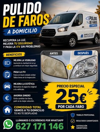Pulido de faros a domicilio