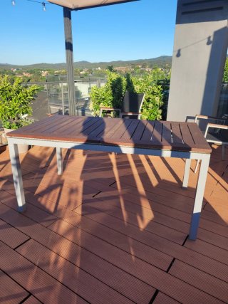 Mesa extensible jardín madera/aluminio, SIN sillas