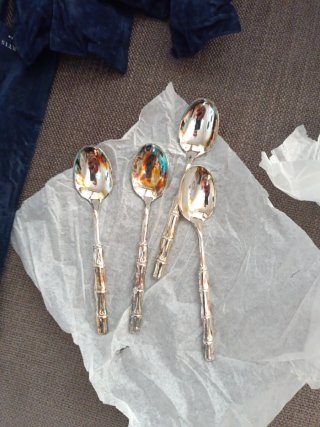 Lote Cucharillas con baño de plata Decoradas 48 u
