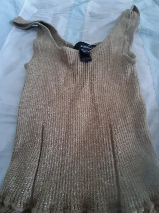 Vestido fiesta dorado con volantes  enaje y ribete