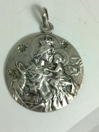 Medalla Virgen del Carmen y Niño Jesús Plata Antig