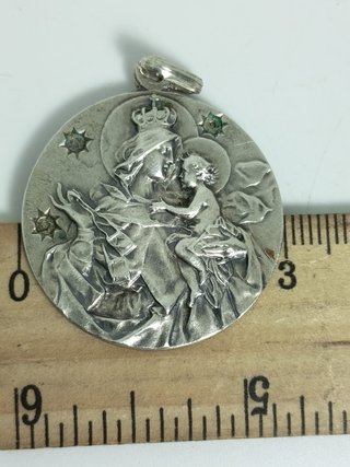 Medalla Virgen del Carmen y Niño Jesús Plata Antig