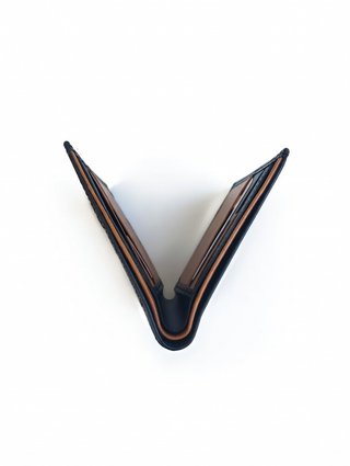 Cartera Bifold Cuero Genuino Hombre Negra