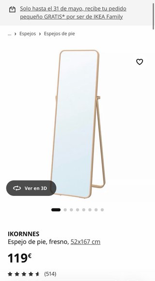 Espejo de pie IKEA IKORNNES madera