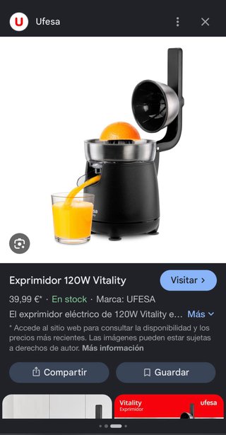 Exprimidor Ufesa Vitality 120W