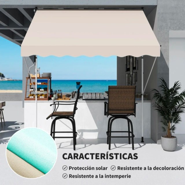 Toldo manual retráctil 300x150x170-280cm