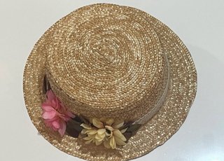 Sombrero Canotier Paja Natural Flores