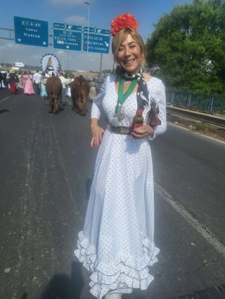 Vestido Rociero Blanco y Negro Talla Única