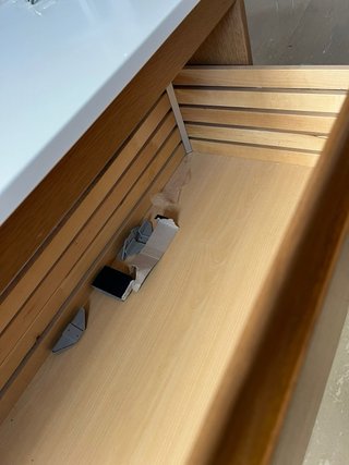 Mueble de baño madera y porcelana