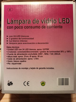Lámpara LED Vidrio Opalino Bajo Consumo