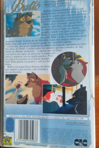 VHS Balto: La leyenda del perro esquimal