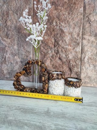 Conjunto Decorativo Corazón y Velas Piedras