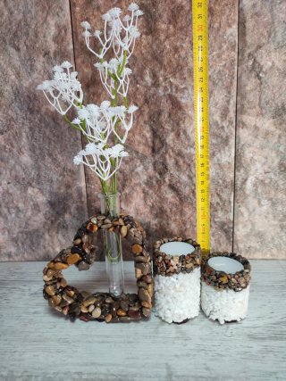 Conjunto Decorativo Corazón y Velas Piedras