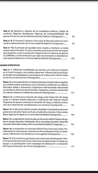 Test oposición Educación Infantil Madrid.